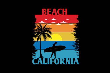 Plaj California retro tasarım manzarası