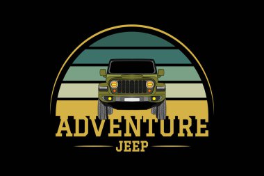 adventure jeep retro design landscape clipart