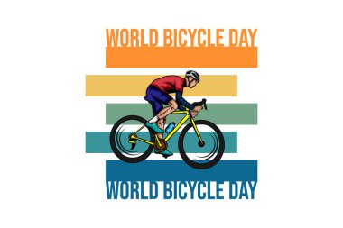 Dünya bisiklet günü retro tasarım manzarası