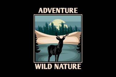 macera vahşi doğa retro tasarım manzarası