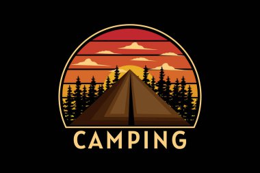 camping retro design landscape clipart