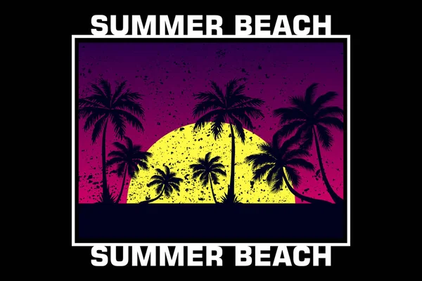 Літній Пляж Ретро Дизайн Пейзаж — стоковий вектор
