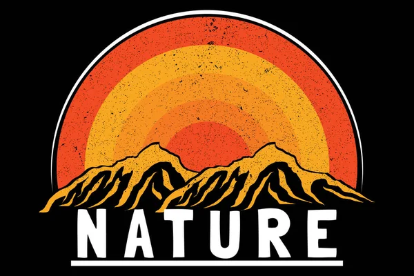 Doğa Dağı Retro Tasarım Manzarası — Stok Vektör