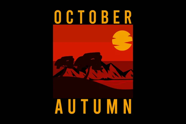 Oktober Herfst Silhouet Retro Ontwerp — Stockvector