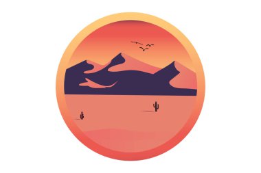 Tişört Çölünde öğleden sonra koyu turuncu ve siyah