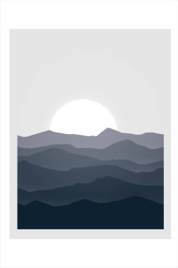 Tişört parlak güneş sabah dağda siyah beyaz