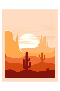 T-shirt beautiful desert mountains color orange and red clipart