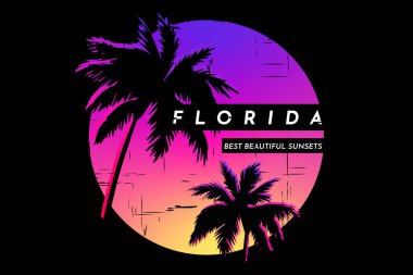 Tişört silueti Gün batımı Florida gradyanı güzel gökyüzü