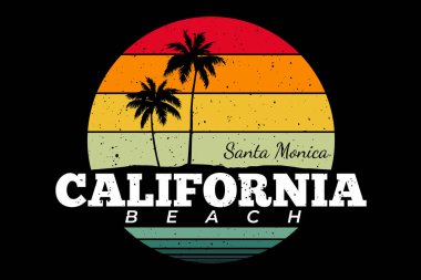 Tişört retro California plajı Santa Monica