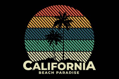 Tişört California plaj cenneti retro tarzı