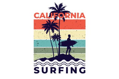 Tişört California sörfü eski moda.