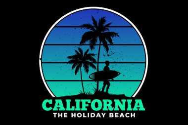 Tişört California plaj sörfü yaz sörfü güzel retro