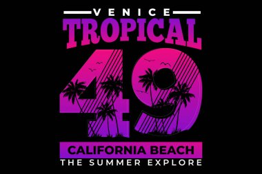 Tişört tipografisi tropikal Kaliforniya plaj yaz keşfi
