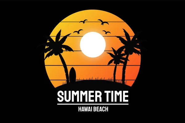 Shirt Titel Sommerzeit Hawaii Strand Farbe Orange Weiß Und Gelb — Stockvektor