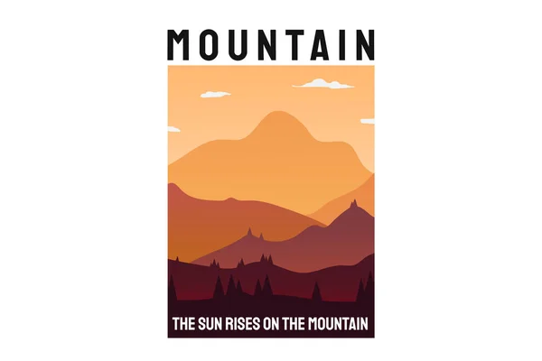 Футболка Гора Солнце Встает Горе — стоковый вектор