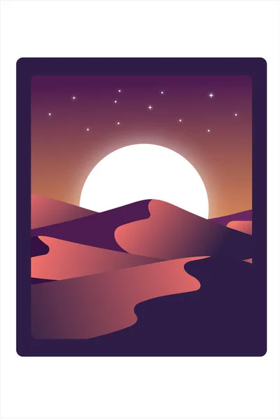 Shirt Wüste Bei Nächtlichem Vollmond — Stockvektor