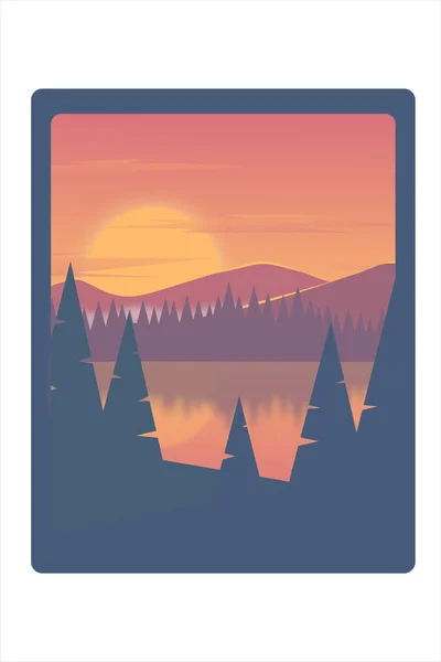 Shirt Lac Montagne Dans Après Midi — Image vectorielle