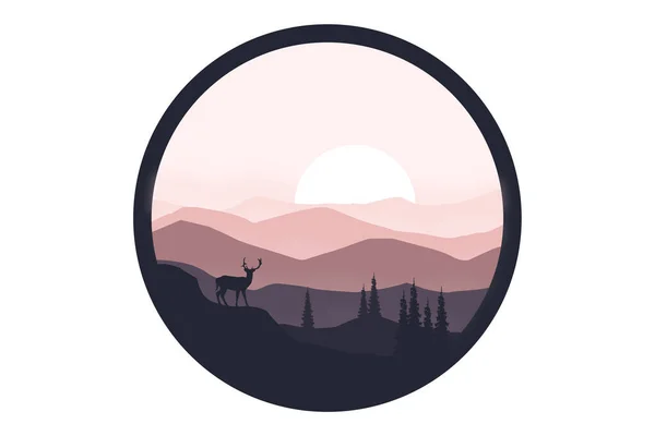 Shirt Deer Beautiful Mountains — Stock Vector