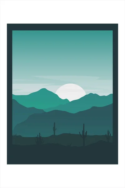 Shirt Kaktus Berge Hügel Sind Grün — Stockvektor