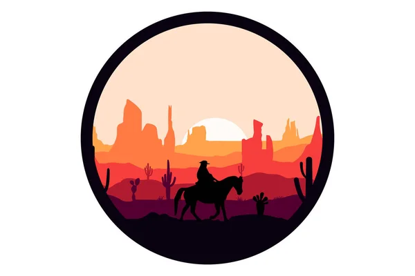 stock vector T-shirt cowboy great deserts landscape