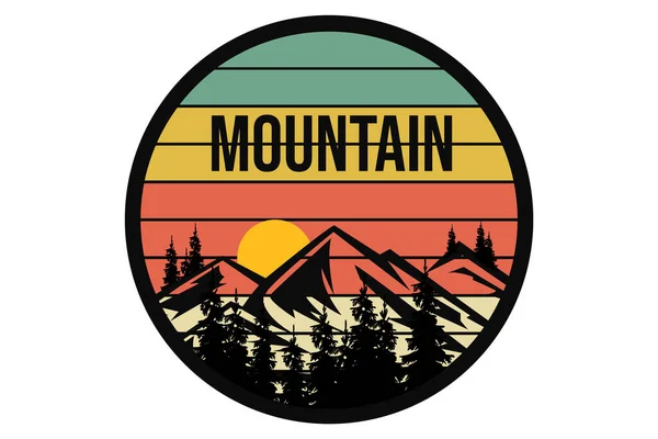 Shirt Mountains Pine Trees Color Blue Yellow Red White — Stock Vector
