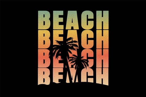 Shirt Καρύδα Δέντρο Ηλιοβασίλεμα Παραλία — Διανυσματικό Αρχείο