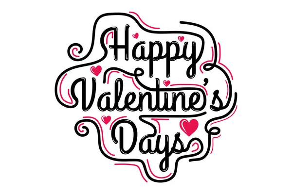 Shirt Title Happy Valentine Days Color Black Black Line Style — Stock Vector