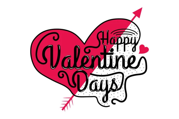 Футболка Happy Valentine Days Color Black White Love Style — стоковий вектор
