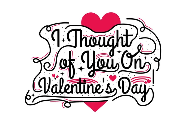 Shirt Titre Pensé Vous Jour Saint Valentin Couleur Rose Blanc — Image vectorielle