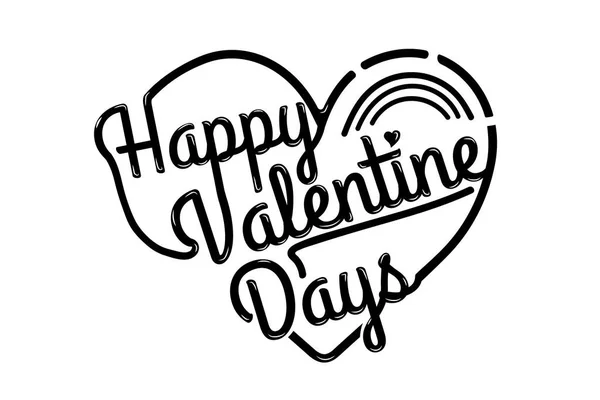 Shirt Title Happy Valentine Days Color Black White Line Love — Stock Vector