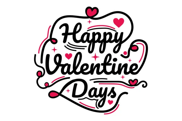 Футболка Happy Valentine Days Color Black Red Line Form Love — стоковий вектор