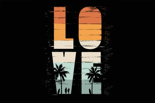 Shirt Ρομαντικό Ζευγάρι Στον Τίτλο Παραλία Αγάπη — Διανυσματικό Αρχείο