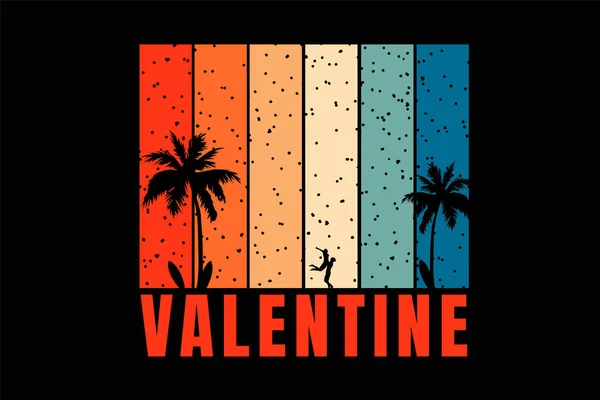 Shirt Casais Românticos Título Praia Valentine — Vetor de Stock