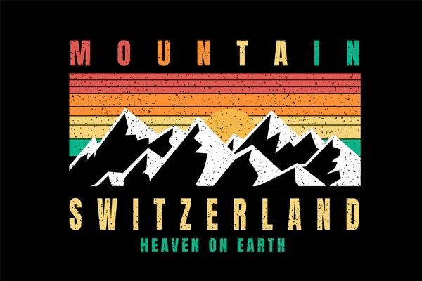 Camiseta Blanca Montaña Suiza Cielo Tierra — Vector de stock