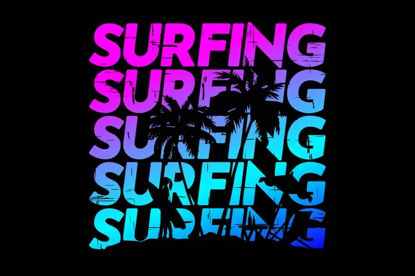 Shirt Typography Surfing Gradient Beautiful Sky — Stockový vektor