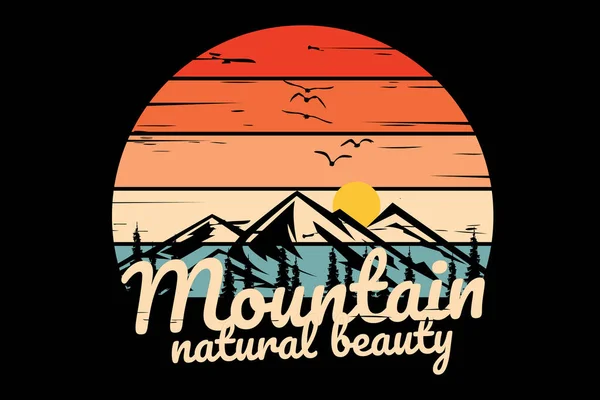 Silhouette Mountain Natural Beauty Pine Tree Vintage — Stock Vector