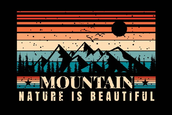 Silhouette Montagne Nature Beau Style Vintage Rétro — Image vectorielle