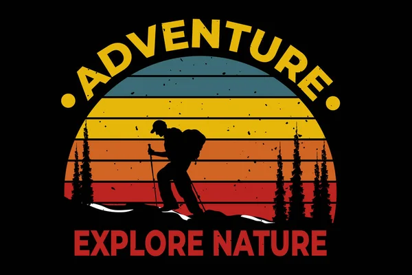 Silhouette Escalade Explorer Nature Aventure Pin Rétro — Image vectorielle
