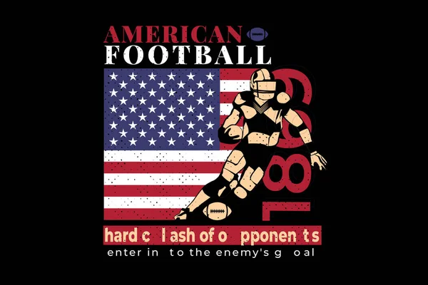 Bandeira Americana Jogador Futebol Vintage —  Vetores de Stock