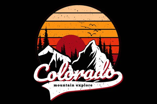 Camiseta Colorado Montaña Pino Retro Explorar — Archivo Imágenes Vectoriales