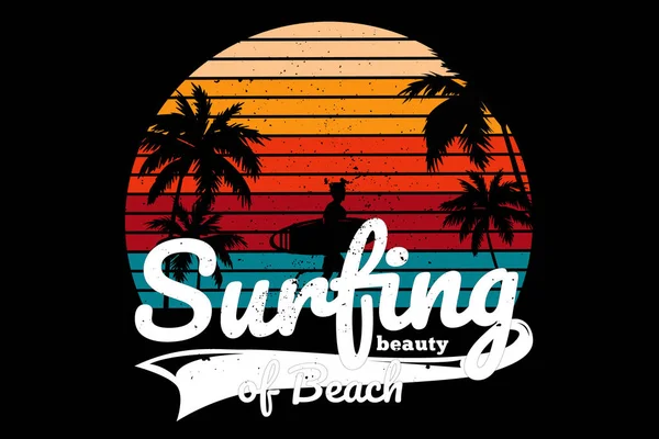 stock vector T-shirt surfing beach retro beautiful