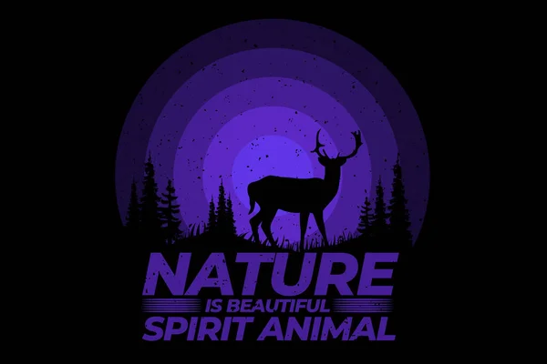Shirt Natura Jeleń Zwierzę Sosna Piękny — Wektor stockowy
