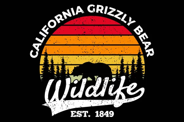 Shirt Della Fauna Selvatica California Orso Stile Retrò — Vettoriale Stock