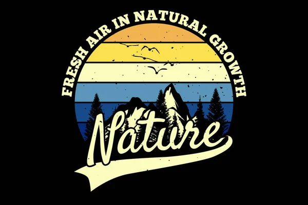 Shirt Natura Góra Sosna Drzewo Retro Vintage — Wektor stockowy