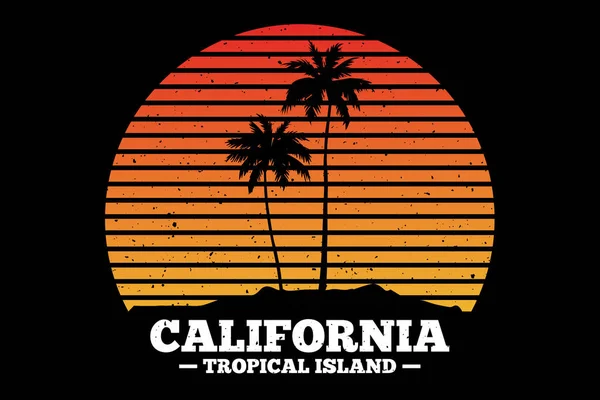 Shirt Strand Sonnenuntergang Kalifornien Tropische Insel — Stockvektor
