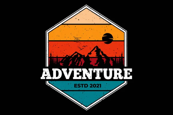 Shirt Adventure Pine Mountain Retro Style — Stock Vector