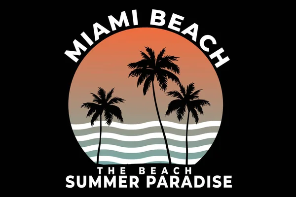 Shirt Miami Beach Summer Paradise Retro Stil — Stockvektor