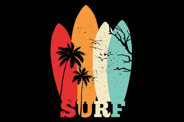 Shirt Surf Beach Palm Retro Style — Stock Vector