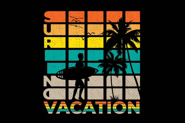 Camiseta Surf Vacaciones Estilo Retro — Archivo Imágenes Vectoriales