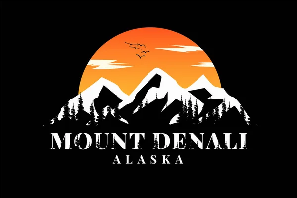 Tričko Hora Denali Silueta Aljaška — Stockový vektor